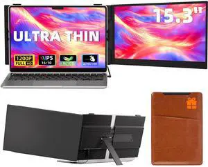 Larksmile Laptop Screen Extender Monitor, 15.3" 16:10 IPS 100% sRGB Portable Travel Monitor for Laptop, FHD 1200P External Display Screen, Dual Screen Attachment Plug & Play for Mac Windows