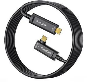 Fiber Optic USB C Cable Right Angle(50ft),10Gbps High Speed Data Transfer Active Optical Type C Cable,Compatible with Cameras,Webcams,VR,AR for Collaborative Meetings,Smart Classroom,Data Center