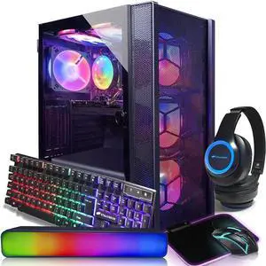 STGAubron Gaming Desktop PC,Intel Core i5-10400F up to 4.3G,GeForce RTX 2060S 8G Graphics,16GB DDR4,1TB SSD,WiFi,BT 5.0,RGB Fan x6,RGB Keybaord&Mouse&MS Pad,RGB BT Sound Bar,RGB BT Gaming Mic,W11H64