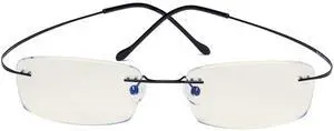 CessBlu Titanium Computer Glasses Eyeglasses Frameless Readers Blue Light Filter(Black)