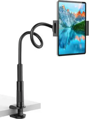 VIVI MAO Tablet Stand Gooseneck Tablet Holder for Bed, Gooseneck Mount with Adjustable Flexible Arm Compatible with iPad Air Pro Mini, Samsung Tab, Nintendo Switch Kindle Other 4.7"-12.9" Device