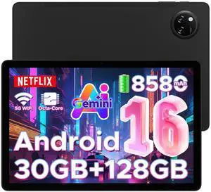 DOOGEE Tab A9 Pro+ Android 16 Tablet,11 inch Tablet with 90Hz Display,30GB+128GB/2TB TF Octa-Core Gaming Tablets,8580mAh,1080P,Bluetooth 5.0+5G WiFi Tablets,13MP+5MP,Face ID/OTG