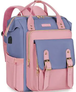 ANILD Travel Laptop Backpack for Women, 15.6 Inch Work Backpack with USB Charging and Port Luggage Strap, Airline Approved Business Work Bag for Nurse College Teacher