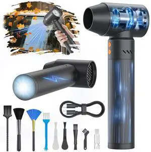 XJUGEZ Electric Air Duster with Flashlight,180000RPM Compressed Air Duster Turbo Fan(21000mAh) Multipurpose Jet Fan, High-Speed Air Blower with 4 Gear and 25W Charging Head for Outdoor Camping-Black