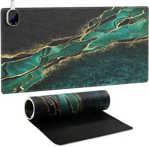 HAOCOO Heated Desk Cover Mat, 4 Levels Warm Desk Writing Pad,4 Hours Auto-Off XXL Mouse Pad, Waterproof Leather Keyboard Desktop Mat, Mouse Pad Warmer Office Accessories