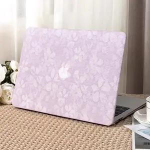 Seorsok Compatible with New MacBook Air 13.6 inch Case M4 M3 M2 2025 2024-2022 Release A3240 A2681 A3113,Leaves Printed Leather Plastic Hard Shell Case with Transparent Keyboard Cover,Purple