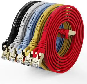 CableGeeker Cat 8 Ethernet Cable 5FT 5 Pack Multi Color, 40Gbps 2000Mhz High Speed LAN Network Cable Gigabit Cat8 Patch Cables, Professional RJ45 Flat Internet Cable for Modem/Router/PC/PS5/Xbox