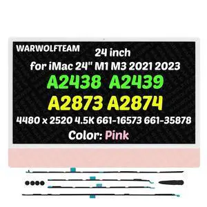 WARWOLFTEAM Compatible with iMac A2438 A2439 A2873 A2874 M1 M3 2021 2023 All in One Retina EMC 3663 3664 8206 8207 24" 4.5K LCD Display Screen Assembly LG204A-215(661-16573 661-35878 Pink)
