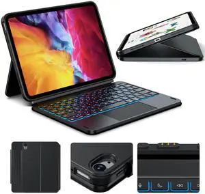 ORDA Smart Detachable Keyboard Folio for iPad A16 (11th Gen,2025) iPad 10.9 Inch (10th Gen,2022) Case with Keyboard,Smart Magnetic Bluetooth Connector,Precise Multi-Gestures Trackpad,iPadOS Keys