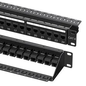Cable Matters 1U 19-Inch 24-Port 10Gbps Cat6 Ethernet Patch Panel with Inline Keystone and Cable Management Bar, Rackmount or Wall Mount Network Patch Panel