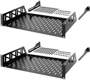 Tecmojo 2U Rack Shelf,19 inch Server Rack Shelf 12 inch Depth,Weight Capacity 110Lbs/50kg,Rack Mount Shelf for 19" Network Racks & Cabinets,with Complete Accessories (2Pack)