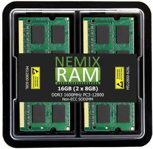 NEMIX RAM 16GB (2X8GB) DDR3 1600MHZ PC3-12800 2Rx8 1.35V 204-PIN Non-ECC SODIMM Laptop PC PC Unbuffered Memory KIT