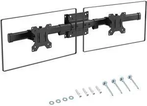 Dual Monitor Wall Mount, Horizontal Assembly Mount for 2 Monitor Screens up to 35 inches, Max. 10kg per Arm, VESA 75x75/100x100mm,Black