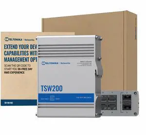 Teltonika TSW200 Industrial PoE+ Unmanaged Ethernet Switch - 8X PoE+ Ports & 240W Power Budget - 8 Port Gigabit Switch with High Speeds Up to 1000 Mbps - 2 SFP Ports for Long-Range Fiber-Optic