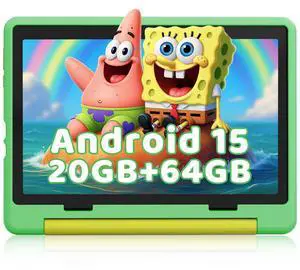 Kids Tablet,Android 15 Tablet with HD Display,10.1 inch,Parental Control & Kids Mode, Octa-Core, GMS Certified,20GB RAM 64GB ROM,1TB Expandable, 5000mAh Battery, Dual Camera, Protective Case,Green Kids Tablet,Android 15 Tablet with HD Display,10.1 inch,Parental Control & Kids Mode, Octa-Core, GMS Certified,20GB RAM 64GB ROM,1TB Expandable, 5000mAh Battery, Dual Camera, Protective Case,Green