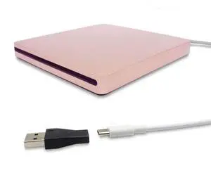 tengertang Type-C Super External Drive,USB Portable External DVD/CD Drive Burner/Reader/Rewriter for The Latest Laptops and Desktops and All-in-one Computers with USB-C Ports (Pink)
