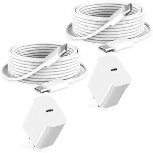 GKW iPad Chrager Fast Charging for iPad Pro Air Mini A17 A16 10th iPhone 16 16e 15, Type C Chrager 20W Fast Charging Block Plug & 6ft USB C to C Cable, 2Pack White