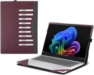 Laptop Case for HP Omnibook Ultra Flip 14 Next Gen AI Laptop (14-fh0009na fh0008na fh0007na fh0006na fh0005na fh0004na fh003na fh0000na) 14" PU Leather Protective Bag Detachable Shell (Wine red)