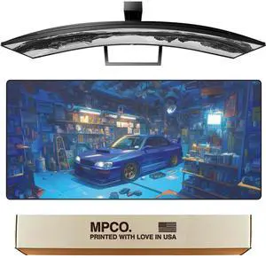 MPCO. Manga Motors Large Gaming Desk Pad - 36" x 17" Duraglyde Fabric Sakuras-Subaru Desk Mats - Non-Slip, Washable, Smooth Glide for Precision Gaming & Work