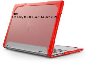 YZBYFON Heavy Duty Case for 14" HP Envy X360 2-in-1 2K Touch-Screen Laptop 2024 Release Shockproof Hard Shell Matte Translucent Anti-Fingerprint Protective Cover with TPU-Covered Edge (Red)