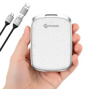 PHIXERO Portable Extern SSD 512GB Up to 550MB/s, USB 3.2 Gen 2 USB C to C&A for Smartphone/Tablet/PC/Laptop/Camera (White)
