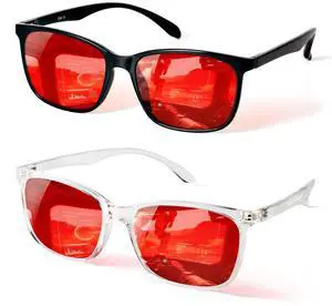 TIJN Sleep Glasses for 99.9% Blue Green Light Blocking for Women Men Dual AR Coating Red Lens for Computer Gaming, TR90