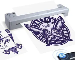 YIRIGUI Wireless Tattoo Stencil Printer, Bluetooth Thermal Machine with Adjustable Paper Size, Mini & Portable for Tattoo Beginners and Pros, Works with iOS Android Tablet PC, 10 Sheets (Gray)
