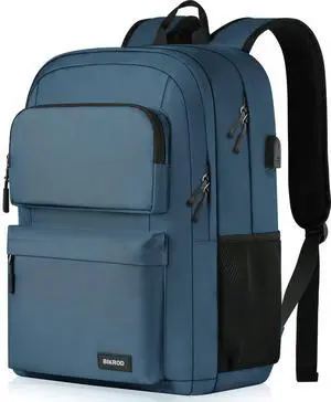 Backpack for School Teen Boys and Girls, Carry-on Lightweight Casual Bookbag with USB Charging Port Fit 15.6 Inch Notebook, Blue