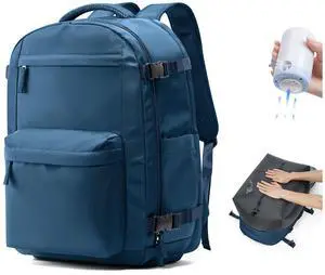 VGCUB Vacuum Backpack Travel with Electric Pump Vacpack System Storage Compression Laptop Work Business Waterproof College Weekender Bags Casual Daypack Backpacks for Women Men Blue