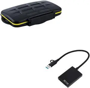 JJC XQD Card Reader USB Adapter & Card Case for XQD Card (Card Reader Not for SD or CFexpress Type B Card)
