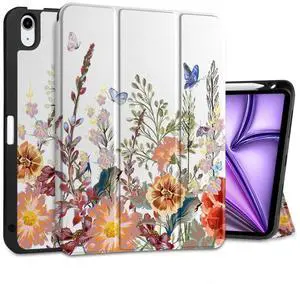 DONGKE for iPad Air 11 Inch Case M3 2025 / M2 2024 & iPad Air 5th 2022 / 4th Generation 2020 10.9 Inch, Ultra Thin Soft TPU Back Cover with Pencil Holder Support Auto Wake/Sleep, Floral DONGKE for iPad Air 11 Inch Case M3 2025 / M2 2024 & iPad Air 5th 2022 / 4th Generation 2020 10.9 Inch, Ultra Thin Soft TPU Back Cover with Pencil Holder Support Auto Wake/Sleep, Floral