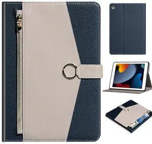 XFYKJIN Case for IPad 10.2 Inch,9th/8th/7th Generation(2021/2020/2019) Leather Cover Auto Sleep/Wake with Adjustable Stand, with Pocket,with Buckle,Anti Slip,Black with Grey