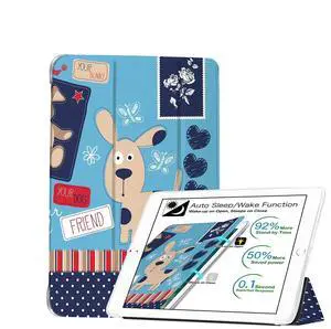 DuraSafe Cases for iPad 9.7 Inch 5 6 Air 1 2 [iPad 5th 6th Air 1st 2nd ] A1893 A1954 A1822 A1823 A1566 A1567 A1474 A1475 Printed Smart Soft Silicone Transparent Front & Back Cover - Puppy Friend