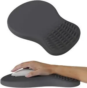 MEKASS Ergonomic Mouse Pad with Wrist Rest, Memory Foam Mousepad for Carpal Tunnel Pain Relief, Desk Computer Wrist Support Mouse Pad with Non-Slip PU Base for Office Home (Dark Gray)