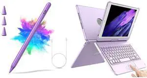 TQQ Touchpad Keyboard Case for iPad 9th/8th/7th Generation 10.2 inch (Purple) Bundle with Stylus Pen for iPad Compatible with 2018-2023 Release (Purple)