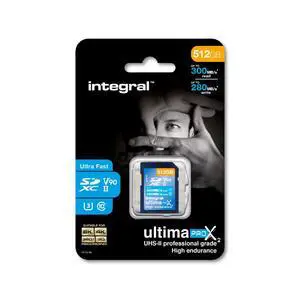 Integral 512GB UHS-II SD Card V90 Up to 300MBs Read and 280MBs Write Speed 1866X SDHC Professional High Speed Memory Card