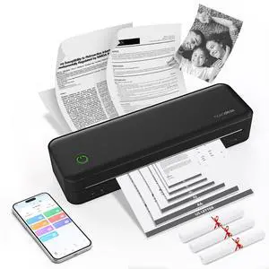 Portable Thermal Printer for Travel, Wireless Bluetooth Inkless Mini Printer w/ 300DPI , Supports 8.5" x 11" US Letter, Legal, A4 & A5 Paper, Compatible w/ Android, iOS, Laptop for Home, Office Use