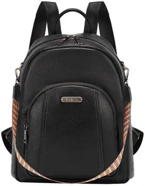 Women's Genuine Leather Backpack for Professionals, 12.9 Inch Laptop Backpack with Anti-Theft Pocket, Business Work Computer Bag for Office & Travel, Classic Black