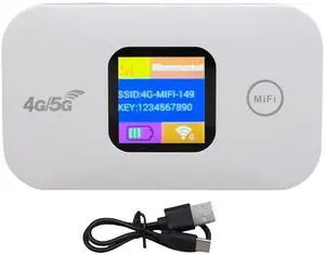 Mobile WiFi Hotspot, 4G LTE Portable WiFi Router 300Mbps with SIM Card Slot, LED Display, Support 10 Devices, for Campers, Motorhomes and Travels