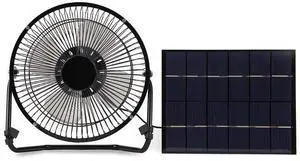 Raguso 5.2W USB Solar Powered Camping Fan Portable Fan for Cooling Ventilation Outdoor Travelling Fishing Hiking Picnic