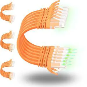 Rapink Patch Cables Cat6 1ft (24 Pack), Ethernet Patch Cable 10G Support, Cat 6 Patch Cable for Patch Panel to Switch, Flexiable Cat 6 Ethernet Cable with Gold Plated Orange