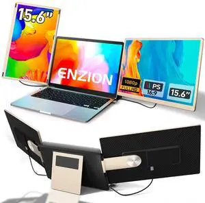 Enzion Laptop Screen Extender,Upgraded 15.6" Portable Monitor,FHD 1080P Triple Laptop Screen Extender,Detachable Dual Monitor for 13-17 Laptops,Plug & Play,Compatible with Mac/Wins/Chrome/Dex