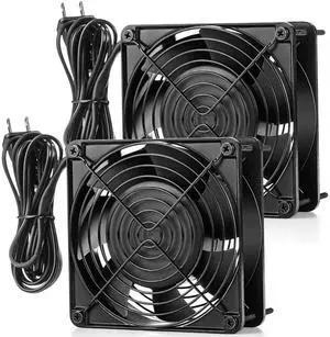 Glooglitter 2 Pack 120V AC Fans Muffin Fan Waterproof18W 2850RPM 90CFM Life 50000 Hours Small Cooling Ventilation Exhaust Projects (120mm)