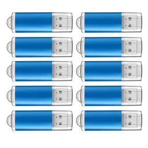 Generic 10 Pack 16GB USB Flash Drives, Plastic USB 2.0 Thumb Drives Memory Sticks with LED Indicator for Data Storage, Transfer(10 Pack Blue, 16GB)