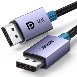 UGREEN DisplayPort Cable 2.1 DP2.1 40Gbps Support 16K@30Hz 8K@240Hz 4K@240Hz HDR, HDCP, DSC 1.2a, Braided Display Port Cable Cord Compatible FreeSync G-Sync Video Card Monitor, 10FT