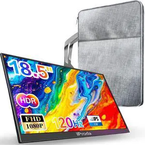 iProda 18.5" Portable Monitor 120Hz FHD 1080P, USB-C HDMI Laptop Screen Extender, Second Display for Laptop/PC/Mac/PS5/PS4/Switch, Travel Monitor with Protective Sleeve, VESA Mountable