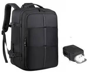 JUNYRRYO Carry on Travel Backpack for Airplanes, 35L Suitcase Backpack Luggage Business Work Weekender Bag, TSA Laptop Backpack Flight Approved, Expandable Black Travel Backpack for Men Women