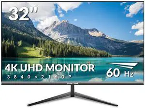 Great voell 32" 4K UHD Computer Monitor  3840×2160p, 100% sRGB, 178° Viewing Angle, HDMI & DisplayPort, VESA 100x100mm, Black