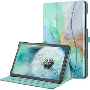 Fintie Case for Samsung Galaxy Tab A9 Plus/A9+ 5G 11 Inch 2023 Model (SM-X210/X216/X218), Multi-Angle Viewing Smart Stand Back Cover with Pocket Auto Wake/Sleep, Emerald Marble