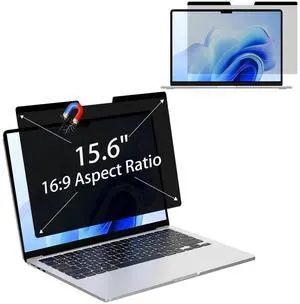 MUBUY-GOL Magnetic Privacy Screen Protector for 15.6 Inch 16:9 Aspect Ratio Screen 360° Anti-Spy, Anti-Glare, Anti-Blue Light Protection, Enhanced Screen Clarity & Scratch Guard